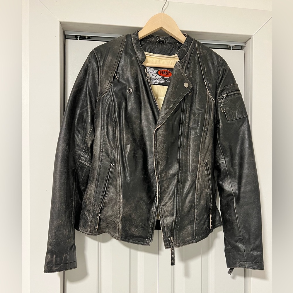Leather motorcycle jacket